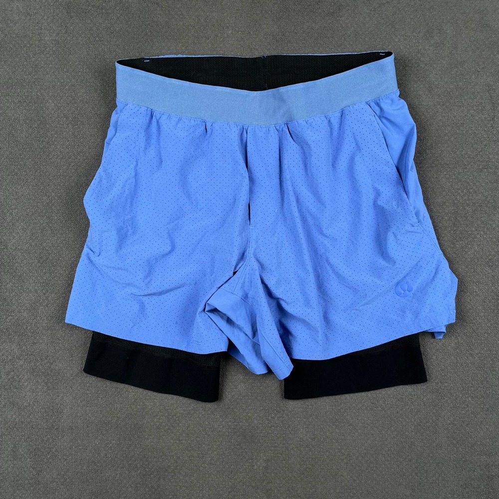 Lululemon Vented Tennis Short Mens 30 Blue 2-in-1 Perforated Running Gym